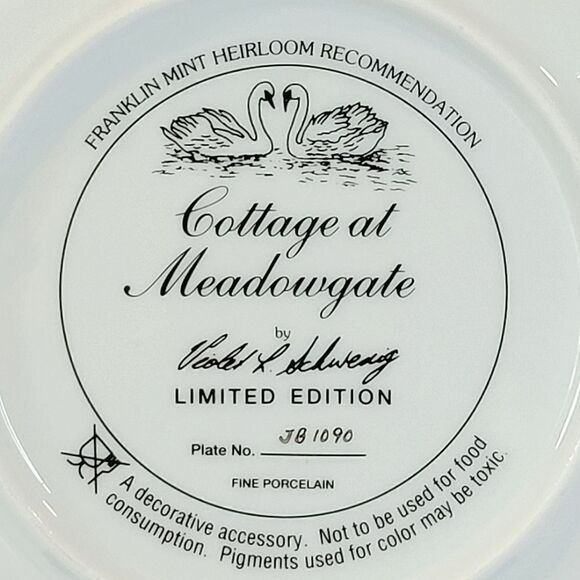 Vintage Franklin Mint Cottage At Meadowgate Heirloom Fine Porcelain Plate - Picture 5 of 5